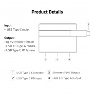 USB Type-C to Ethernet + USB 3.0 + USB Type-C Charging Mini Dock