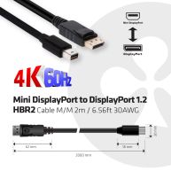 Mini DisplayPort auf DisplayPort 1.2 Kabel Stecker/Stecker 2 Meter