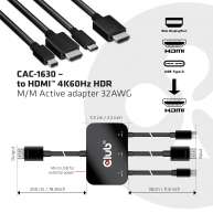 USB tipo-C + HDMI™ + Mini DisplayPort™ 1.2 a HDMI™ 4K60Hz HDR M / M Adaptador activo 32AWG