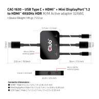USB tipo-C + HDMI™ + Mini DisplayPort™ 1.2 a HDMI™ 4K60Hz HDR M / M Adaptador activo 32AWG