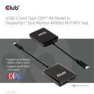 USB3.2 Gen2 Type-C(DP Alt-Mode) to DisplayPort Dual Monitor 4K60Hz M/F MST hub