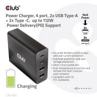Power Charger, 4 ports, 2x USB Type-A   2x Type-C up to 112W, Power Delivery(PD) Support