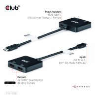 USB Tipo-C a HDMI™ dual 4K60Hz + PD 100 vatios.