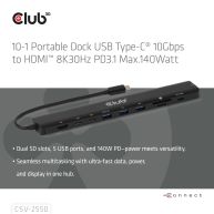 10-1 Portable Dock USB Type-C® 10Gbps to HDMI™ 8K30Hz PD3.1 Max.140Watt