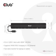 10-1 Portable Dock USB Type-C® 10Gbps to HDMI™ 8K30Hz PD3.1 Max.140Watt