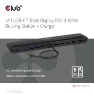 12-1 USB-C® Triple Display PD3.0 100W Dockingstation + Ladegerät
