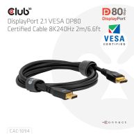 DisplayPort™ 2.1 VESA DP80 Certified Cable 8K240Hz 2m/6.6ft 