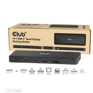 14-in-1 Portable Dock USB Type-C® 10Gbps to DisplayPort2.1 8K Quad Displays Docking Station