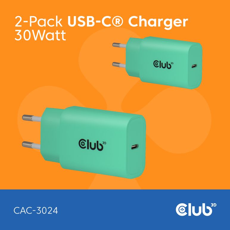 2-Pack USB C Charger 30 Watt Green